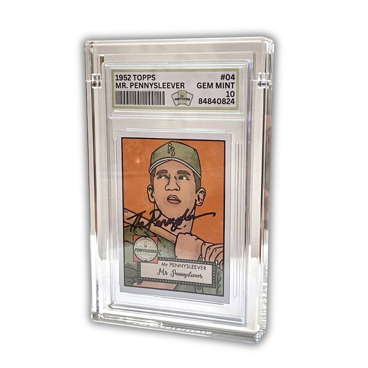 100% clear and durable acrylic case graded card holder from The Pennysleever, compatible with PSA and CGC graded cards, side view.