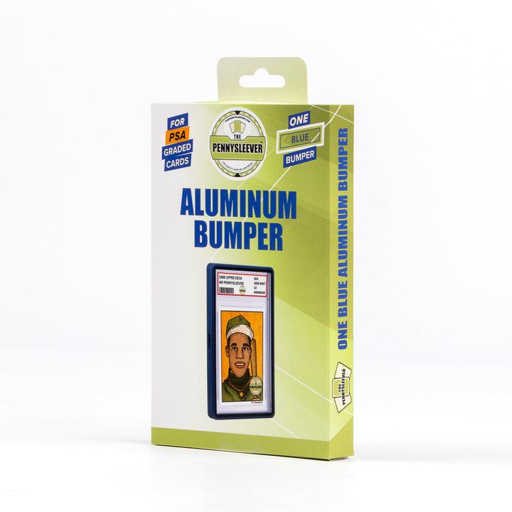 PennySleever Aluminum Bumper packaging for graded cards on a white background
