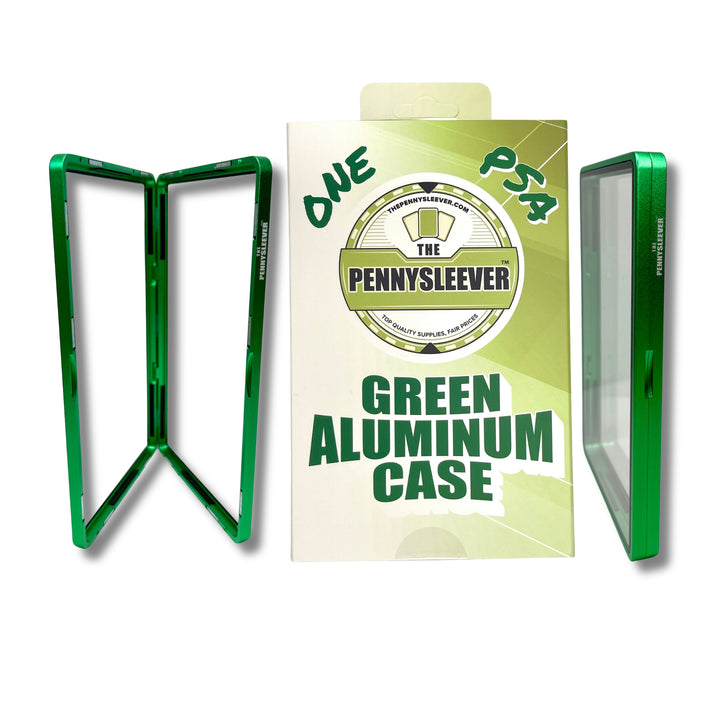 The Pennysleever’s green aluminum case for PSA and CGC slabs is engineered with a strong, secure magnetic closure to keep your slab protected.