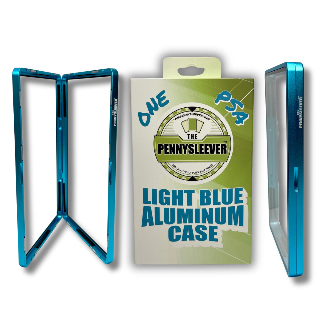 The Pennysleever’s light blue aluminum case for PSA and CGC slabs is engineered with a strong, secure magnetic closure to keep your slab protected.