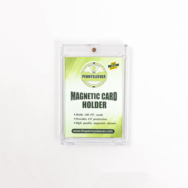 Front view of a 100 point magnetic card holder against a white background.