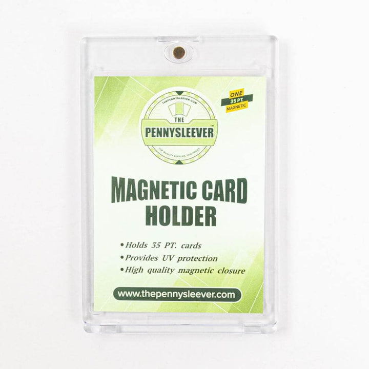 Front view of a 35 point magnetic card holder against a white background.