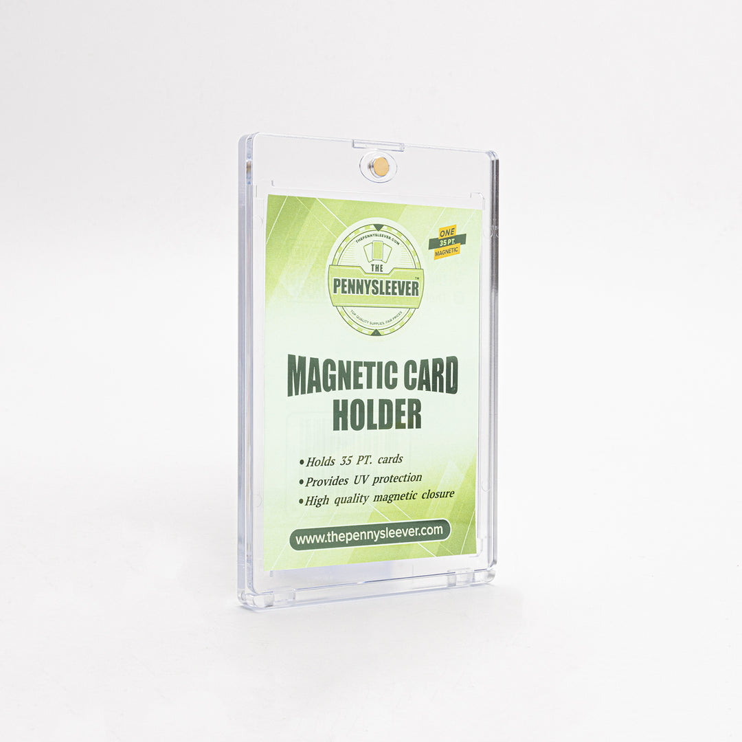Front view of 35 point magnetic card holder at a 45 degree angle against a white background.