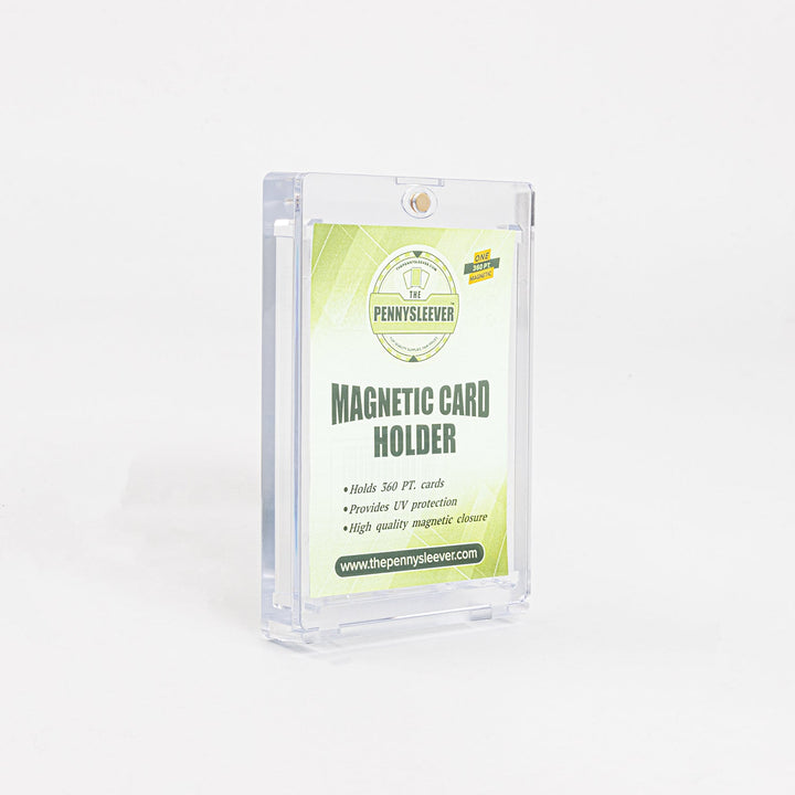 Front right angle view of a 360 point magnetic card holder against a white backdrop.