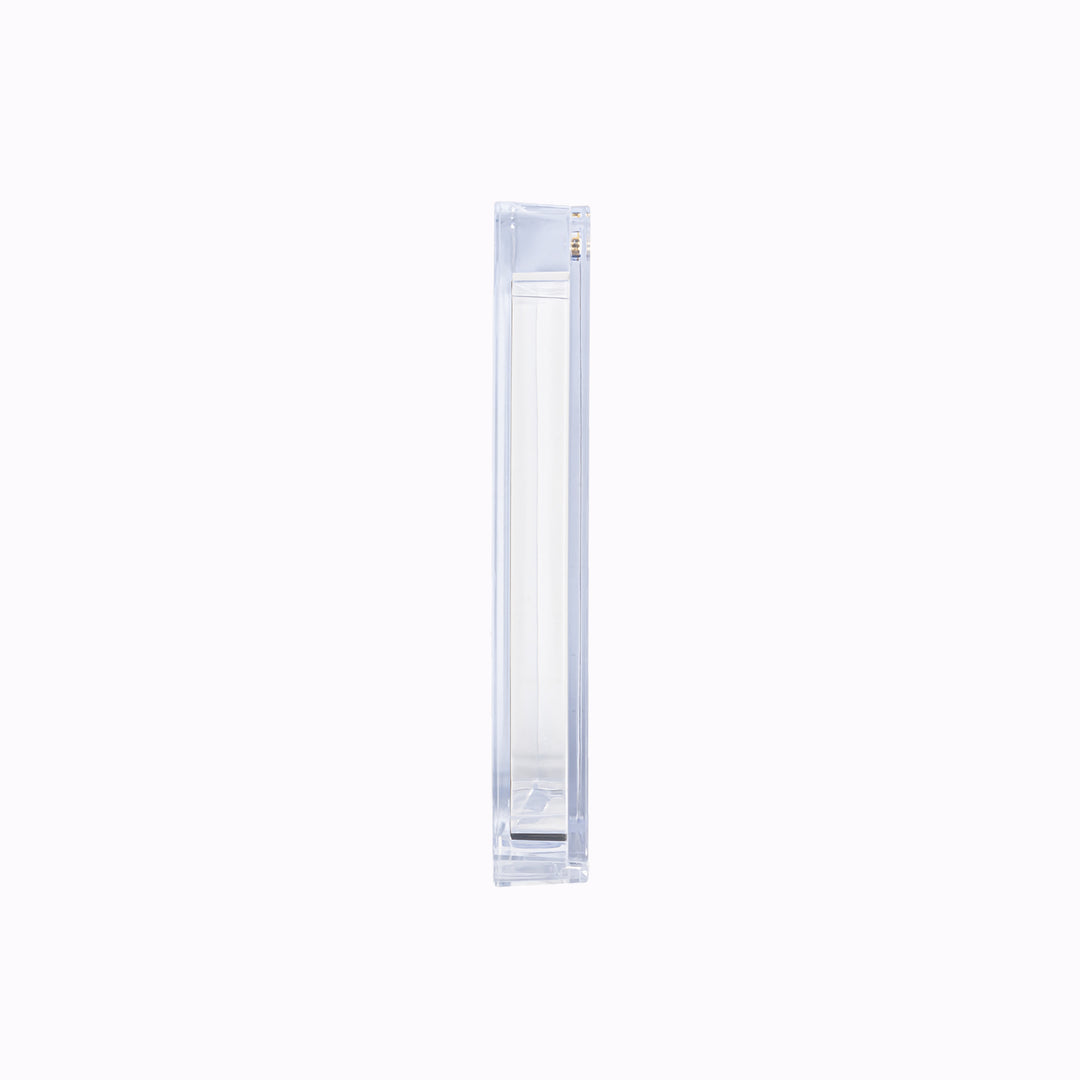 Side view of a 360 point magnetic card holder against a white backdrop.
