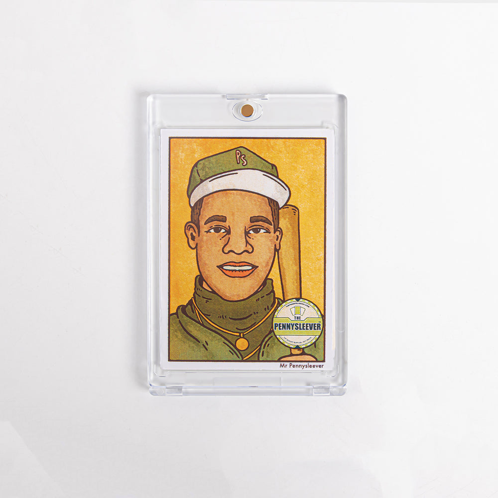 Front view of a 75 point magnetic card holder with a card inside against a white background.