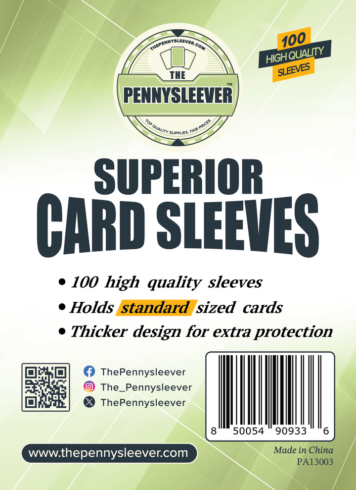 Label from a pack of 100 card sleeves with a thicker film.