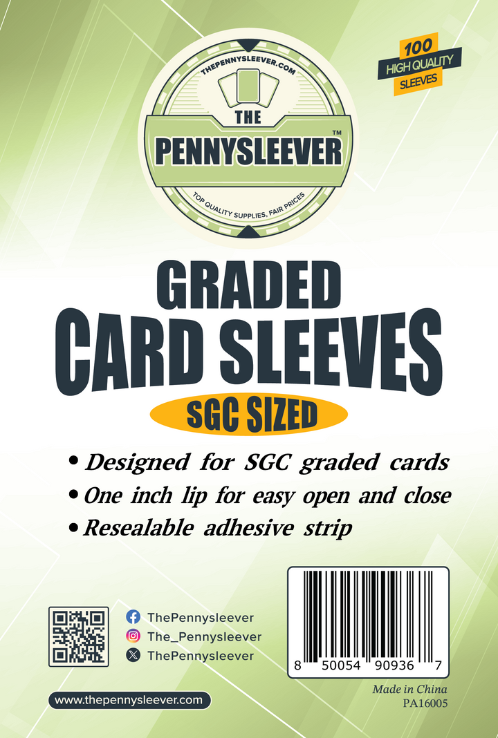 Label from a pack of 100 SGC graded card sleeves.