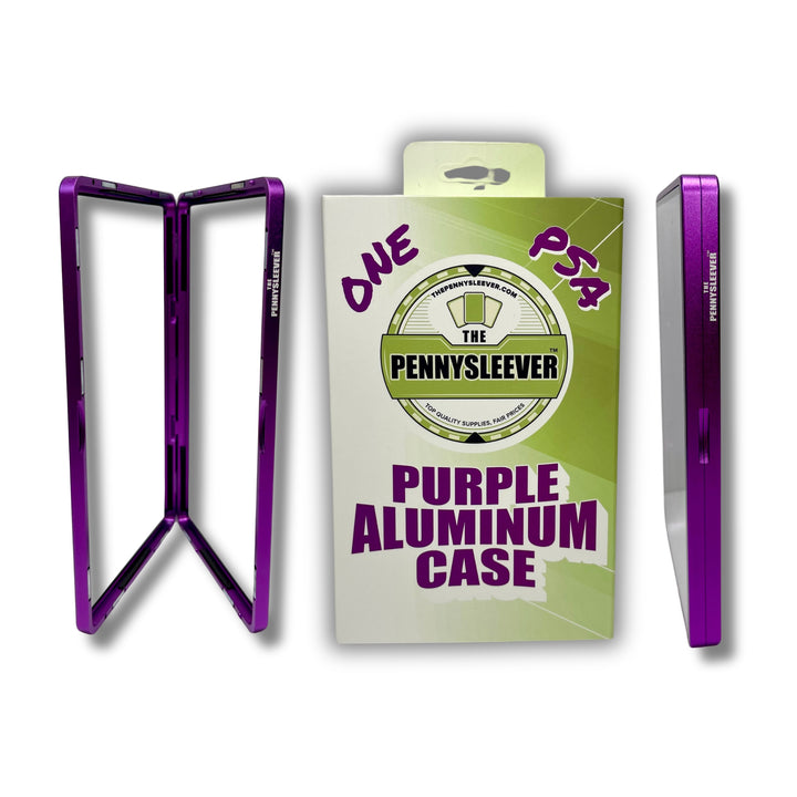 The Pennysleever’s purple aluminum case for PSA and CGC slabs is engineered with a strong, secure magnetic closure to keep your slab protected.