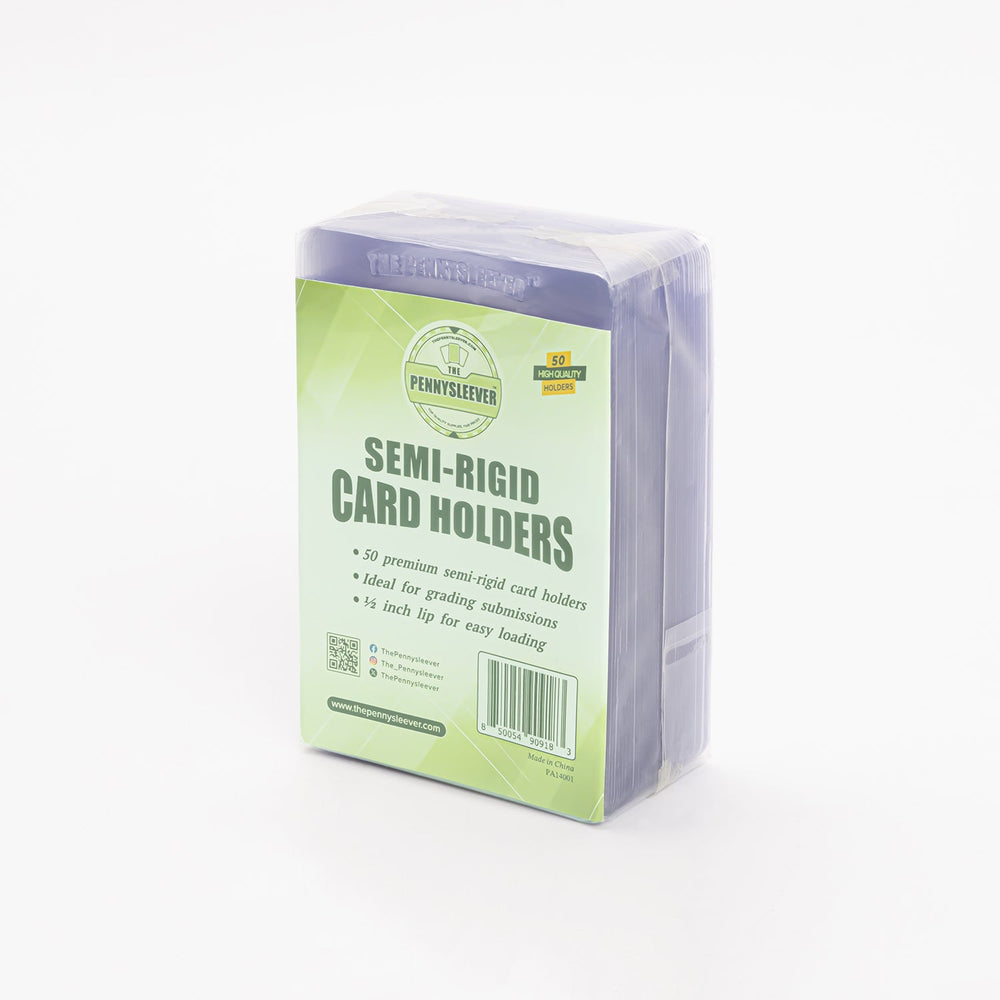 Pack of 50 semi-rigid card holders against a white background.
