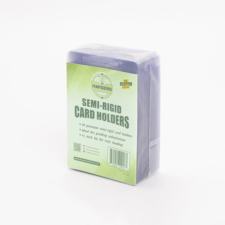 Pack of 50 semi-rigid card holders against a white background.