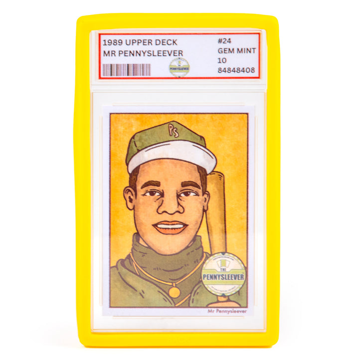 1989 Upper Deck Mr. Pennysleever trading card in yellow protective case