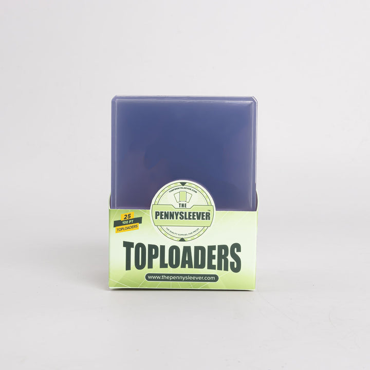 Front view of a pack of 100 point toploaders from The Pennysleever.