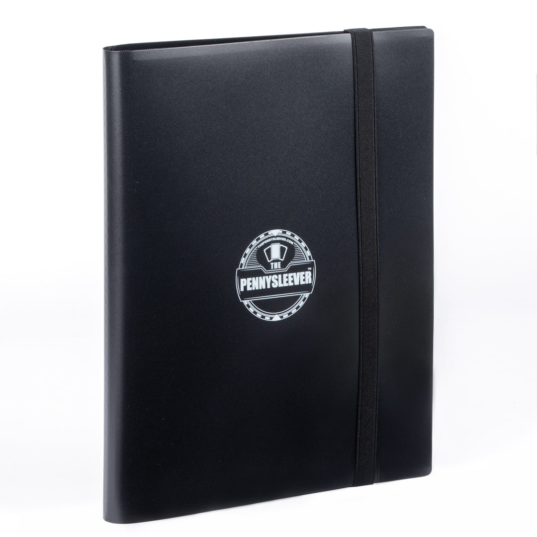 Black 9 pocket album with 'The Pennysleever' logo on a white background