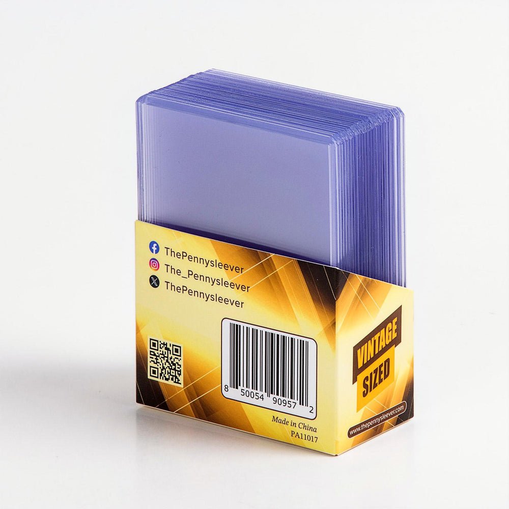 A pack of 25 count vintage card sleeves from The Pennysleever with a visible brand label on a white background