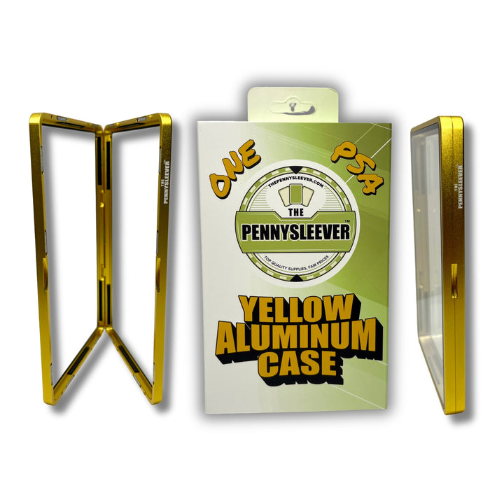 The Pennysleever’s yellow aluminum case for PSA and CGC slabs is engineered with a strong, secure magnetic closure to keep your slab protected.